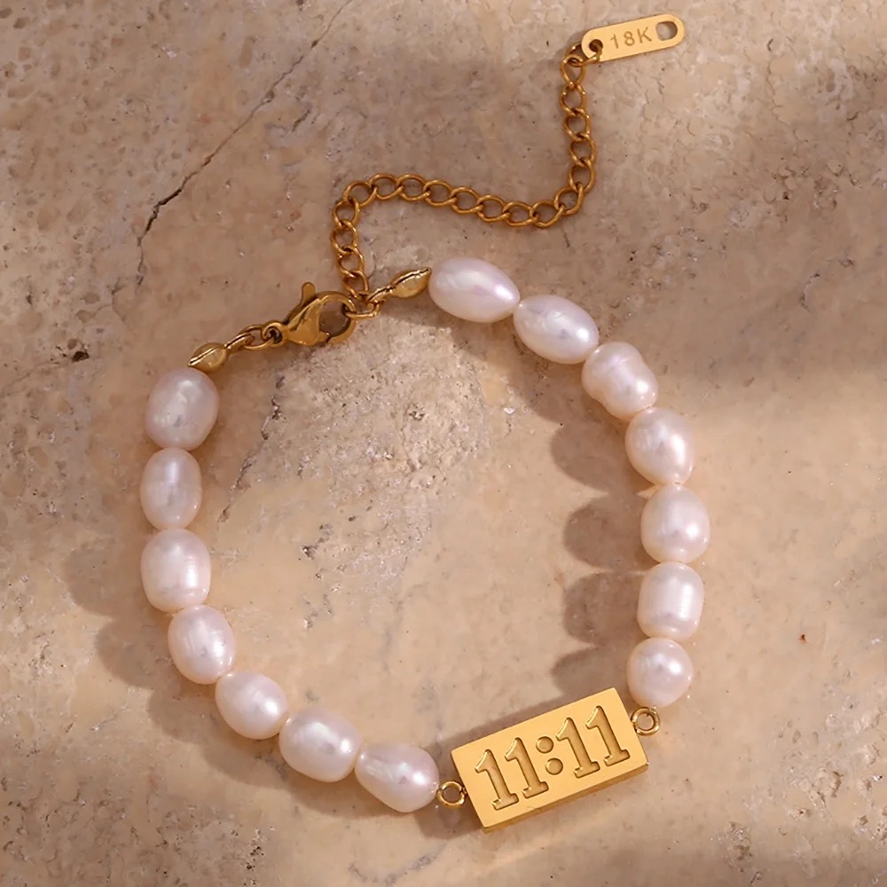 11:11 spiritual angel number pearl bracelet