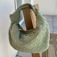 Handcrafted Woven Knot Bag in Green Suede for Summer designer inspired purse boho style Bottega Veneta Jodie Bag dupe Perfect birthday gift for her mother's day gift ideas dumpling bag