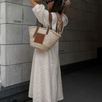 Romantic Style Luxury Linen Maxi Dress for Women - Elegant A-Line Silhouette with Detailed Back